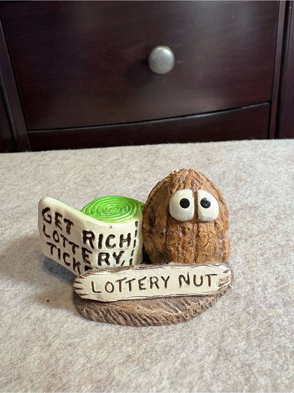 Lottery Nut Decorative Figurine in Brown and Cream